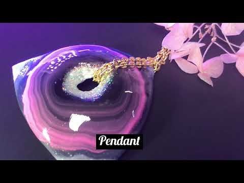 Let's Create Amazing Pendant ! Agate geode look from Polymer Clay and Resin.