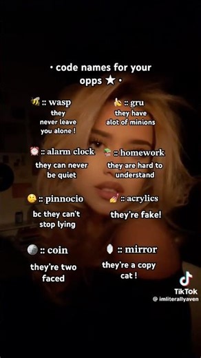 • opp code names🌿 ! • #preppy #tips #lipsync #beautiful #tipsandtricks ( please be #nice ) #music