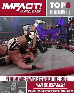 Weekly Countdown: Top 5 Rhino Moments! #1: Rhino wins 3 matches & World title (2005) Check back at 6pm Monday for next week's list! #IMPACTUK | TNA Wrestling UK