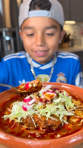 Enrrique Alejandro on Instagram: "Authentic Pozole Rojo🙌🏻 Full step by step recipe and exact measurements are written and mentioned on video, so make sure you save and share it❤️ #diabeticsuperkid #pozole #mexicanfood #comidamexicana #pozolerojo #kidchef #kidsthatcook #type1diabetes #explorepage #vallartasupermarkets"