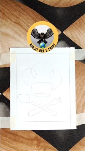 One Line Art Chef Hat & Spoon & Fork Drawing #onelineart #chef #spoon #fork #shorts #art #drawing