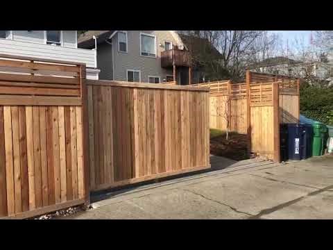 Modern Wooden Sliding Gate Installation AD Construction Residential Fence Project
