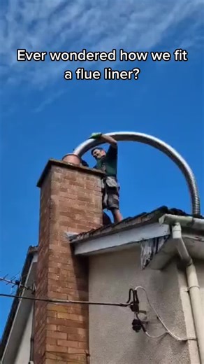 Ever wondered how we fit a flue liner? You need a head for heights and a ladder for a start and a nose cone and rope. Flue liners keep people safe! #flueliner #chimneysafety #chimneysweep #hetas #staysafe #firesafety #woodburnerfitter #woodburner #woodburnerlife #fire #staywarmstaysafe #rooftop #roof #workworkworkworkwork #jobdoneright #besafe #keepsafeeveryone #herefordshire #adayswork