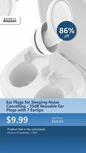 Ear Plugs for Sleeping Noise Cancelling - 35dB Reusable Ear Plugs with 7 Eartips