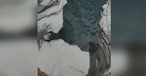 ‘It isn’t worth it’: man has close call with frozen river at Athabasca Falls