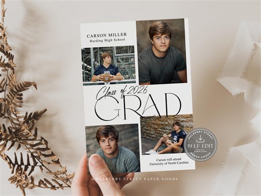 Class of 2026 Graduation Announcement Printable Digital Download Editable Grad Party Invitation Canva Template - Etsy