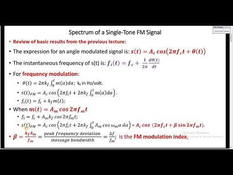 Communication Systems 18. Spectrum and Bandwidth of an FM Signal
