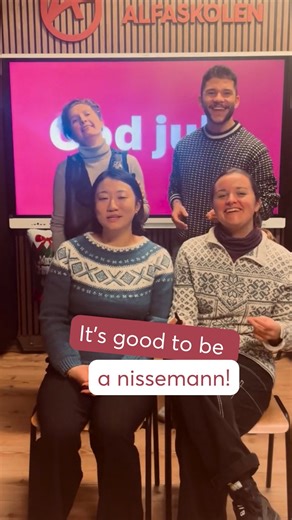 2.3K views · 4 comments | Join our newly formed Alfaskolen Christmas choir for their version of “Its good to be a nissemann” from the Norwegian TV-show “The Julekalender” ✨ #oslo #alfaskolen #snakknorsk #learnnorwegian #norwegianlessons #speaknorwegian #halloween #allehelgensaften #norway #language #jul #christmas #thejulekalender #julinorge #norwegianchristmas #sing #duet #christmassong | Alfaskolen | Facebook