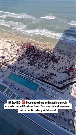 BREAKING:🚨🇺🇸 Four shootings and massive unruly crowds turned Daytona Beach’s spring-break weekend into a public safety nightmare, as thousands fled the sand while police from multiple agencies rushed in to restore order. Follow us for more news updates! 🌎 #miami #florida #dadecounty #news #springbreak