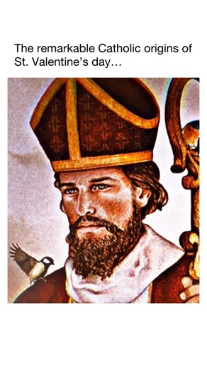 Catholics For Mary | Daily Catholic Content on Instagram: "St. Valentine was a priest in 3rd-century Rome who lived at a time when Christianity was brutally persecuted. His ministry centered on strengthening the early Church—celebrating the sacraments in secret, encouraging persecuted Christians, and remaining faithful to Christ despite constant danger. Valentine refused to compromise the truth of the faith, even when obedience meant imprisonment. His priesthood was marked by courage, pastoral c