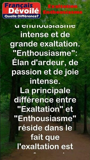 Exaltation et Enthousiasme (Quelle Diff.) #shorts