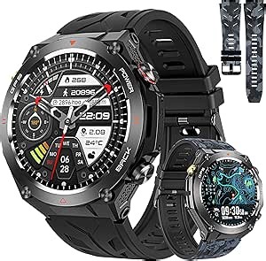 Military GPS Smart Watch: 1.45” IPS Screen, Built-In GPS, Altimeter, Barometer, Compass, Fitness/Wellness Tracker, BT Call, Games, Long Battery Life, 100+ Sports, Waterproof, AI Voice, Android/iOS