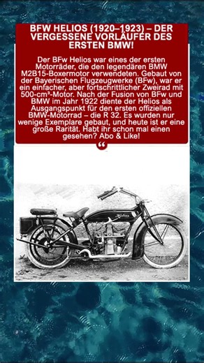 BFw Helios (1920–1923) – der vergessene Vorläufer des ersten BMW!