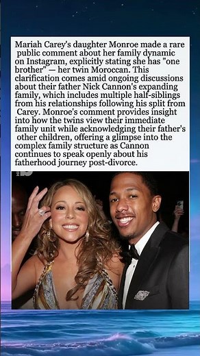 Mariah Carey's Daughter Monroe Clarifies Family Ties in Rare Comment 👨‍👩‍👧‍👦 #shorts