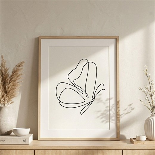 Single Butterfly Line Art Print, Minimalist Continuous Line Drawing (digital Download) - Etsy