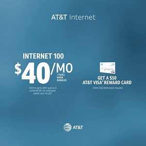 256 reactions · 38 shares | Get high-speed internet at a great price, plus a $50 AT&T Visa® Reward Card. Online Only. Redempt req'd. | AT&T | Facebook