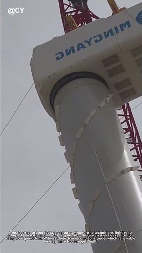"Gale-Force Installation: Wind Turbine Crew Battles Nature's Fury!"