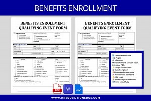 Employee Benefits Enrollment Template: HR Health Insurance Open Enrollment Form (digital Download) | Editable Word - Etsy