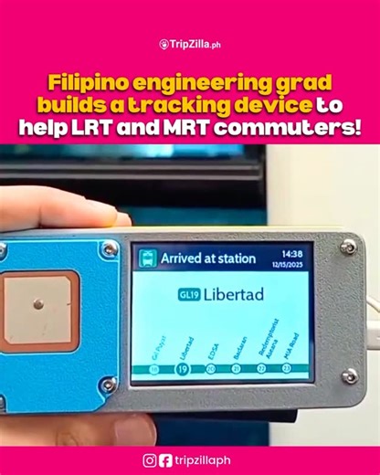 TripZilla Philippines on Instagram: "Have you ever felt lost while riding #LRT or #MRT? Many #commuters find it hard to know which station is next, especially when trains are crowded and announcements are hard to hear. To solve this, #Filipino engineering graduate, Clyde Sanmig D. Corpuz, created a handheld GPS tracking device that acts as a personal guide for train riders. This device makes commuting easier by providing real-time location updates, telling you exactly where the train is and whic
