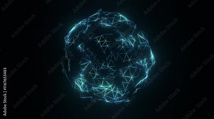 plexus artificial intelligence mind technology supercomputer sphere connections 3d animation loop. Can be used to represent machine learning computer science, cybersecurity data or computer science