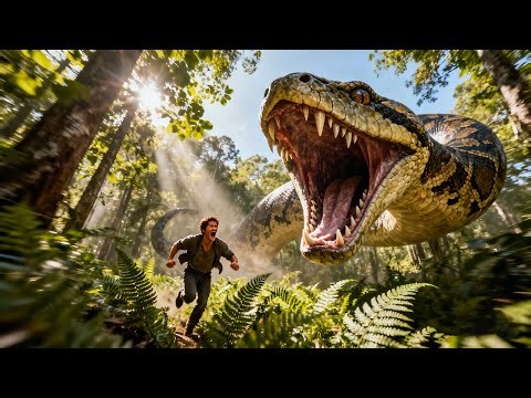 Mutant mega-snake bursts from its cave—while fleeing, the lad turns the tables and slays the serpent