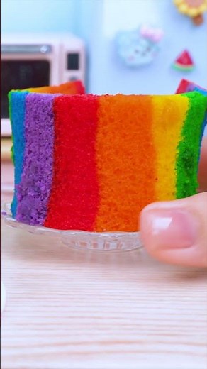 Yummy Rainbow Cake Decorating🌈 Satisfying ASMR | Mini Cake #shorts #asmr #miniature #minicake
