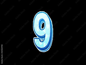 top ten countdown, 3d ice blue numbers from 10 to 1, numbers appears on black background Stock Video