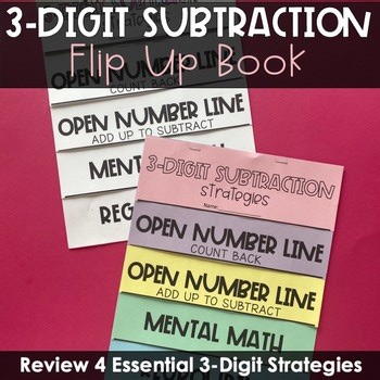 3-Digit Subtraction Strategies Flip-Up Book For Review | 2nd & 3rd Grade