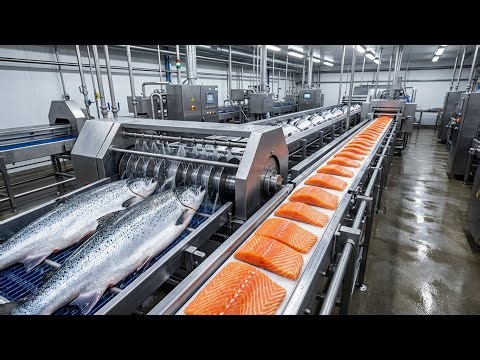 Million-Dollar Line Power: Processing Thousands of Salmon Every Hour! #productionline #factory