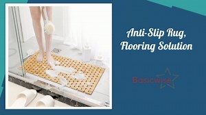 Basicwise Foldable Large Bamboo Bathroom Mat - Non-Slip Design for Showers, Bathtubs, Spas, and Pools - Providing Comfort, Quick Drying, and a Practical Accessory and Decorative Element for Your Home