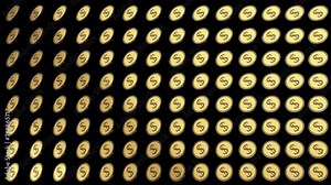 Coins rotating. Coins rotation animation on transparent background. Rotating gold coins. Coins or money golden rotation motion background with alpha channel.