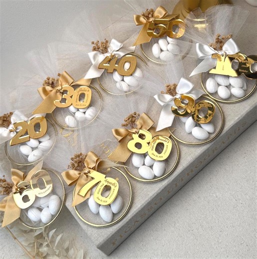 Personalized Birthday Favors, Gold Milestone Party Decor, Custom Keepsake for Adults - Etsy
