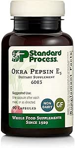 Standard Process Okra Pepsin E3 - Gastrointestinal & Gut Health Supplement - Supports Protein Digestion & Regular Digestive Function - Gluten-Free, Non-Dairy & Non-Soy - 90 Capsules (90 Servings)