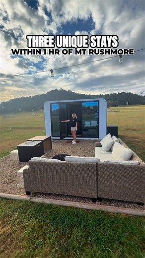 Rebecca Burkhart | Travel + Midwest • Creator & Foodie on Instagram: "3 Unique Stays within 1hr of Mount Rushmore 🗺️⛰️all completely different & all worth adding to your South Dakota trip! Where To Stay Wednesday Part THREE 🌟 🏕️ Battle Creek Camping Resort — modern glamping just 15 minutes from Mount Rushmore 🌿 Black Hills Farm-Style Airbnb (near Stockade Lake) — peaceful farm stay with outdoor tubs + sauna 🌲 Dutchman Campground — rustic camping surrounded by nature in the Black Hills 📍 Ne