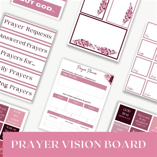 Pink Floral Prayer Vision Board Kit: Christian Collage (digital Download) - Etsy