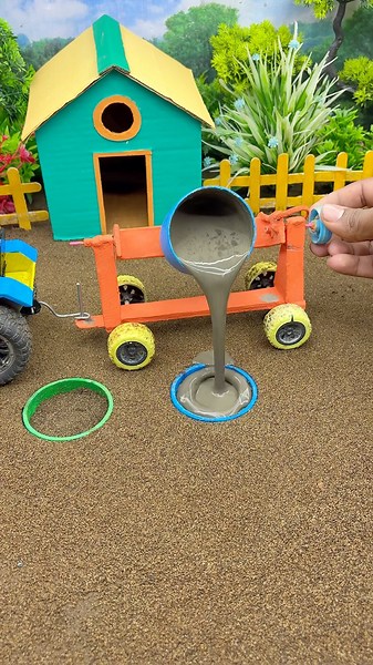 😱 Amazing Mini Tractor Making Cement Pillar | DIY Real Working Construction Machine 🚜 #shorts