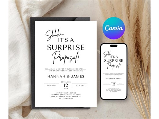 Editable Surprise Proposal Invitation Template, Modern Engagement Party Minimalist Design (canva Digital Download) - Etsy