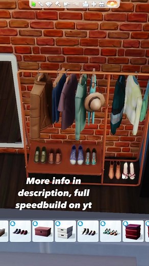 Hallway Open Closet || The Sims 4 || Using a clothing rack from High School Years, clothes and shoes from Dream Home Decorator and other clutter items, you can spice up your hallway with this closet! || #thesims #sims4build #thesims4 #simstok #ts4 #sims4 #simsbuild #simstok #sims #thesims4tutorial