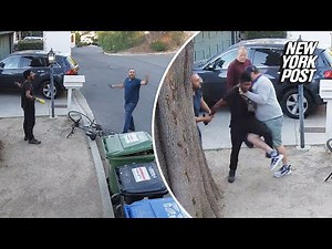 Video shows homeless man with 'flamethrower' tackled by residents in California