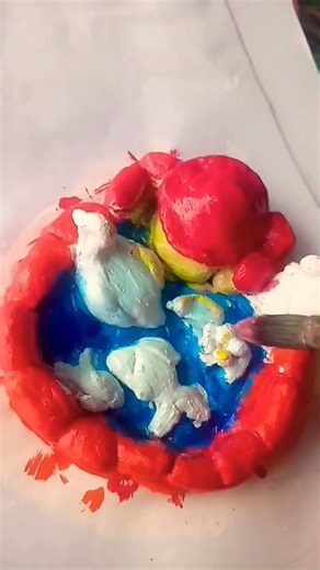 making easy pond model with homemade clay❤🐢 #music #art #drawing #clay #clayart #claycraft
