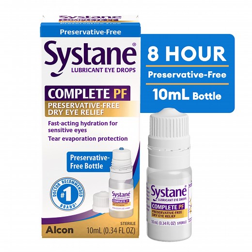 Systane Complete Preservative Free Liquid Eye Drops for Dry Eye Relief and Daily Use, 10 ml (0.34 fl oz)