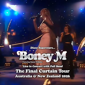 Get ready to sparkle! 🌟 Boney M Featuring Maizie Williams bring the ultimate disco revival to New Zealand with The Final Curtain Tour. Experience iconic hits like Rasputin, Daddy Cool & Rivers Of Babylon in full colour and choreographed glory. As one of the best-selling groups of all time (150 million records sold!), this legendary lineup is guaranteed to transport you back to the glittering heart of the 70s. Expect dazzling production, a live band, and nostalgic magic that will leave you breat