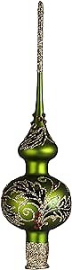 Christmas Holly Mistletoe Glass Christmas Tree Topper