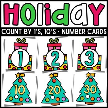 Holiday Counting Number Cards – Count by 1s & 10s  for Kindergarten