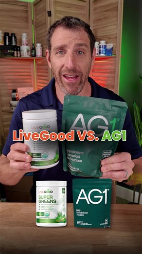 LiveGood Super Greens vs. AG1… Which one is actually better? Both products have 12 grams per serving. So you might assume they’re similar… right? But when you actually look at the label, two things jump out immediately. 1️⃣ Most of AG1’s vitamins and minerals are under 100% of the daily recommended amounts. So despite being marketed as an “all-in-one”… it’s clearly not. 2️⃣ They don’t show the amounts of any of the ingredients in their formula. Everything is hidden behind proprietary blends. Whi