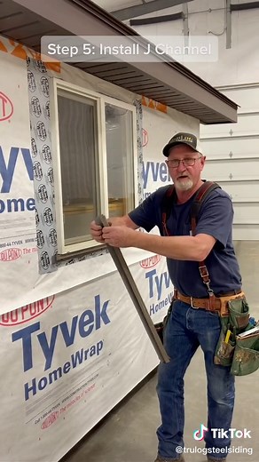 DIY siding installation. Pt 5. How to install J Channel around doors and windows! #trulog #jchannel #metalsiding #sidingdiy #construction #exteriorsiding #tedfromtrulog #diy #TheAdamProject #siding #exterior