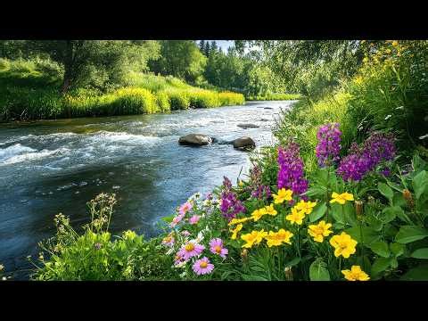 Gentle Forest Stream with Wildflowers in a Quiet Valley 🌿 Relaxing Music