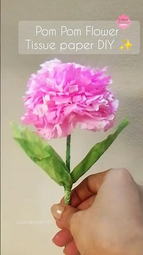 How to Make Pink Tissue Paper Pom Pom Flower | Easy DIY Craft Idea. #diyflowers