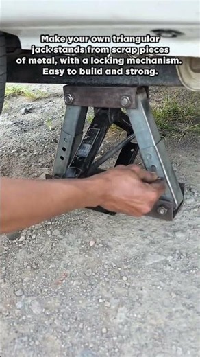 DIY Triangle Jack Stands From Scrap Metal With Lock #shorts #DIYJackStands #GarageBuild