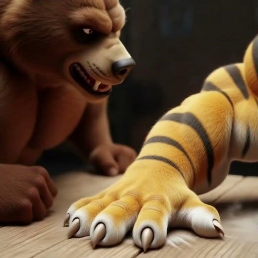 Bear vs Tiger Arm Wrestling 💪🐻🐯 #epicbattle #shorts #whowillwin